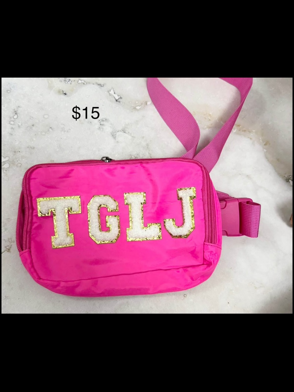Top gun lady jags Hot Pink Sequin Letter Belt Bag